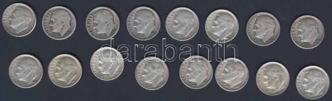 USA 1946-64. 10c Ag "Roosevelt" (16x) mind klf évszám! T:2,3