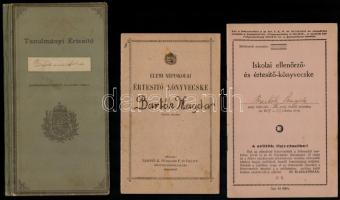 1926-1939 5 db iskolai értesítő-könyvecske, valamint egy polgári leányiskolai értesítő, valamint egy polgári leányiskolai bizonyítvány.