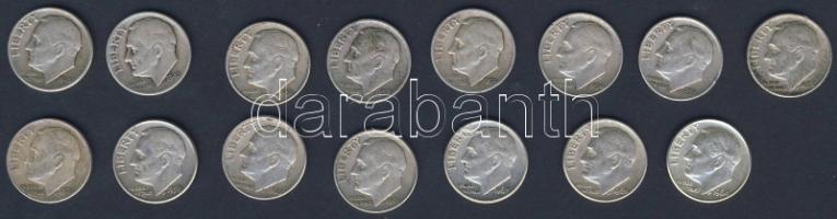 USA 1946-64. 10c Ag "Roosevelt" (15x) mind klf évszám! T:2,3