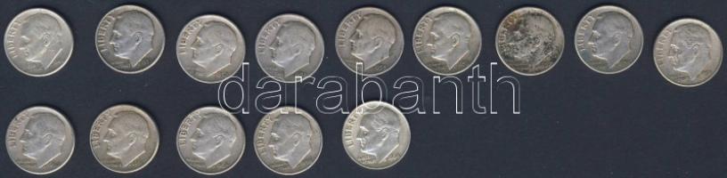 USA 1946-64. 10c Ag "Roosevelt" (14x) mind klf évszám! T:2,3