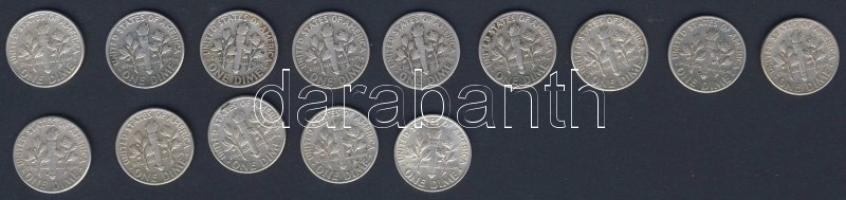 USA 1946-64. 10c Ag "Roosevelt" (14x) mind klf évszám! T:2,3