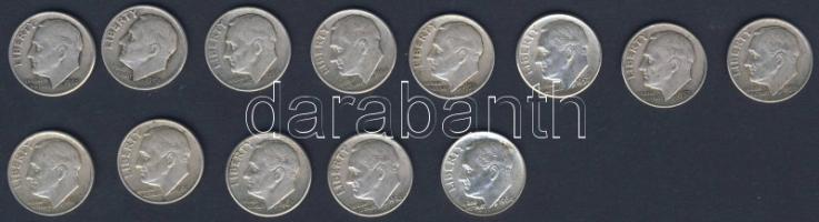 USA 1946-64. 10c Ag "Roosevelt" (13x) mind klf évszám! T:2,3