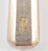 Ezüst (Ag.) monogramos (FM) evőeszköz készlet (30 db), jelzett, eredeti foltos dobozában, nettó:1019...