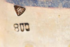 Ezüst (Ag.) monogramos (FM) evőeszköz készlet (30 db), jelzett, eredeti foltos dobozában, nettó:1019...