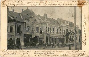 1905 Szekszárd, új épületek, Márkus Testvérek üzlete, Molnár könyvnyomda és kiadása (szakadás / tear)