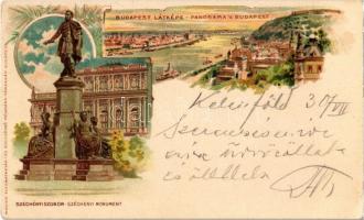 1899 Budapest, látkép, Széchenyi szobor. Magyar automatagyár- és kölcsönző részvénytársaság Art Nouveau, litho (EK)