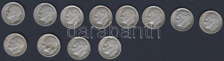 USA 1946-64. 10c Ag "Roosevelt" (12x) mind klf évszám! T:2,3