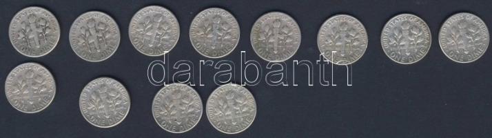 USA 1946-64. 10c Ag "Roosevelt" (12x) mind klf évszám! T:2,3