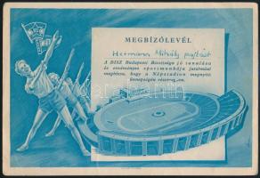 1953 Bp., díszes DISZ meghívó a Népstadion megnyitójára
