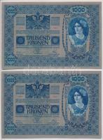 1902. 1000K függőleges "Deutschösterreich" felülbélyegzéssel, mindkét oldala német (2x) T:...