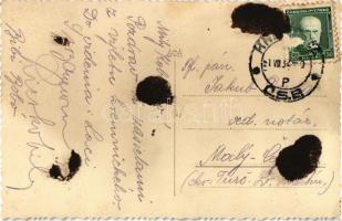 1932 Körmöcbánya, Kremnica; Jelen szálloda / hotel. photo (ragasztónyom / gluemark)