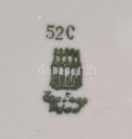 Zsolnay porcelán virágmintás csészealjak (3 db) és kistányér (1 db), matricás, jelzett, kopásnyomokk...