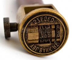 Régi rézfejes dátumbélyegző, h: 15 cm