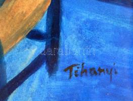 Tihanyi jelzéssel: Szundikáló férfi. Akvarell, papír, üvegezett keretben, 30×42 cm