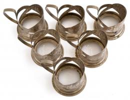 6 db fém szamovárpohár tartó, üvegbetét nélkül