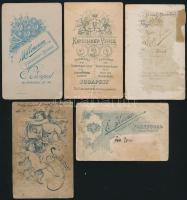 cca 1900 Katonaportrék, 5 db keményhátú fotó különféle műtermekből (Pozsony, Igló, Budapest), egy ré...