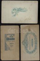 cca 1900 Családi portrék, csoportképek, 5 db keményhátú fotó különböző műtermekből (Budapest, Kufste...