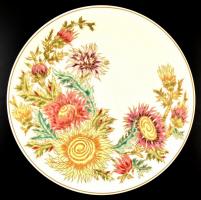 Zsolnay bogáncsos falitál, kézzel festett, jelzett, hibátlan, d: 40,5 cm