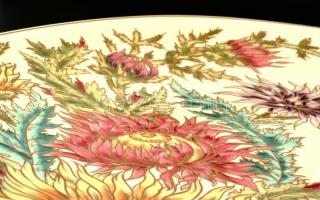 Zsolnay bogáncsos falitál, kézzel festett, jelzett, hibátlan, d: 40,5 cm