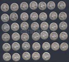 USA 1936-64. 1/4$ Ag "Washington" (40x) mind klf évszámmal és verdejellel! T:2,3,3/4