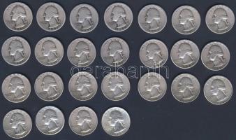 USA 1941-64. 1/4$ Ag "Washington" (25x) mind klf évszámmal és verdejellel! T:2,3,3/4