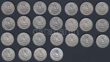 USA 1941-64. 1/4$ Ag "Washington" (25x) mind klf évszámmal és verdejellel! T:2,3,3/4