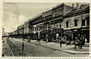 Eperjes, Presov; Masaryk utca, Vogel, Goldberger, Filip Schwarcz üzlete / street view with shops  (Rb)