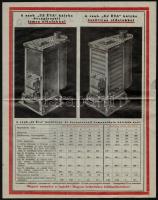 cca 1930 Koch Jenő vasipari gyár, kályhák, központi fűtések árjegyzék, 4 p