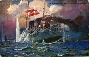 1914 Der Untergang der Zenta. K.u.K. Kriegsmarine. Kriegshilfsbüro Nr. 31. / WWI The downfall of SMS Zenta protected crusier, sunk in the Battle of Antivari s: A. Sink