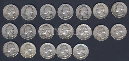 USA 1941-64. 1/4$ Ag "Washington" (19x) mind klf évszámmal és verdejellel! T:2,3,3/4