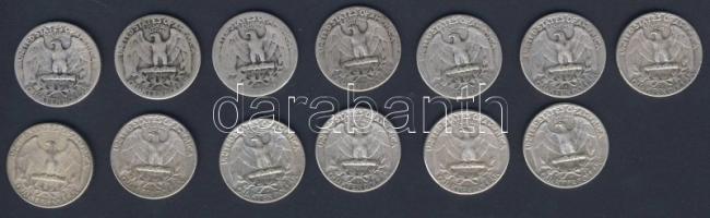 USA 1941-64. 1/4$ Ag "Washington" (13x) mind klf évszámmal és verdejellel! T:2,3,3/4