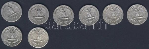 USA 1944-64. 1/4$ Ag "Washington" (8x) mind klf évszámmal és verdejellel! T:2,3,3/4