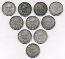 1915KB 1K Ag "Ferenc József" (10x) T:1,1- patina 
Adamo K5.1