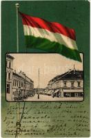 1903 Kaposvár, Korona utca, Geiszler Nep. János üzlete. Gerő Zsigmond kiadása, magyar zászlós litho (Rb)