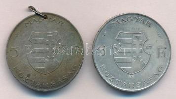 1947. 5Ft Ag "Kossuth" (2x) T:2,2- egyiken ly.
Adamo F8.1
