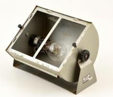 Retró filmgyári fém lámpa, üvege hiányzik, izzócserére szorul, 19×25×19 cm
