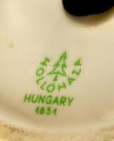 Hollóházi vizapár, kézzel festett, jelzett, apró kopásnyomokkal, m: 23 cm