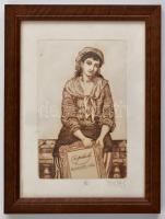 Vén Zoltán (1941- ): Cigánylány (a páholy aukciós ház). Rézkarc, papír, jelzett, üvegezett keretben,...