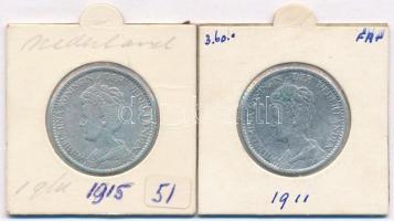 Hollandia 1911-1915. 1G Ag (2xklf) T:2 patina Netherlands 1911-1915 1 Gulden Ag (2xdiff) C:XF patina Krause KM#148