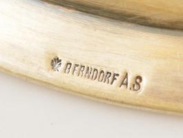 2 db monogramos alpakka tányér, jelzettek, apró kopásokkal, d: 24 cm