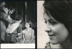 cca 1966 Domján Edit (1932-1972) színésznő, 3 db vintage fotó, 18x13 cm és 24x13 cm között
