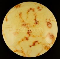 Dekoratív üveg lámpabúra, fém szerelékkel, apró kopásokkal, d: 24,5 cm