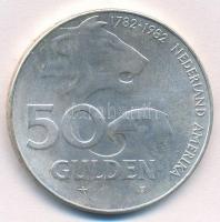 Hollandia 1982. 50G Ag "Holland-Amerikai barátság"  T:2 
Netherlands 1982. 50 Gulden Ag &...
