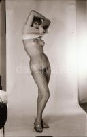 cca 1974 Csalogató csipkés holmik, szolidan erotikus felvételek, 13 db vintage negatív + 3 db mai na...