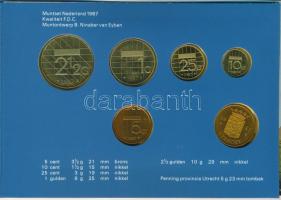 Hollandia 1987. 5c-2 1/2G (5xklf) + "Utrecht" emlékérem forgalmi sor karton dísztokban T:1...