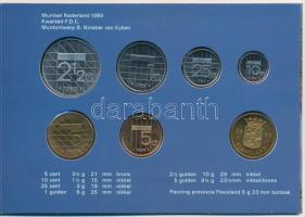 Hollandia 1989. 5c-5G (6xklf) + "Flevoland" emlékérem forgalmi sor karton dísztokban T:1
...