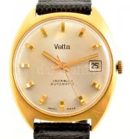 Velta 18K arany férfi automata karóra naptár funckóval, működő állapotban d:3,3 cm