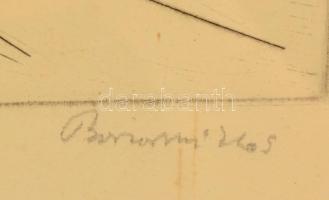 Borsos Miklós (1906-1990): Ikarusz. Rézkarc, papír (kis gyűrődéssel), jelzett, üvegezett keretben, 1...