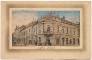 1917 Mezőtúr, Népbank, Holländer Ede, Bordács Lajos, Tóth Antal üzlete. Kiadja Borbély Gyula (ázott / wet damage)