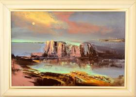 Darabont Tamás (1930-): Vízparton. Olaj, farost, jelzett, keretben, 40×60 cm